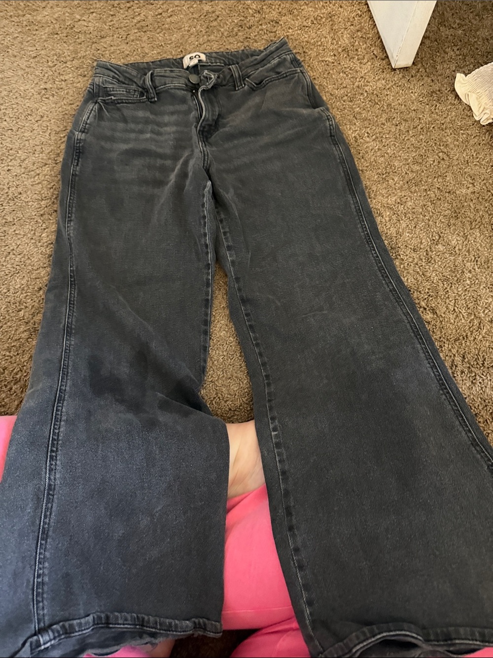 SO Black Washed Flared Wide-Leg Jeans